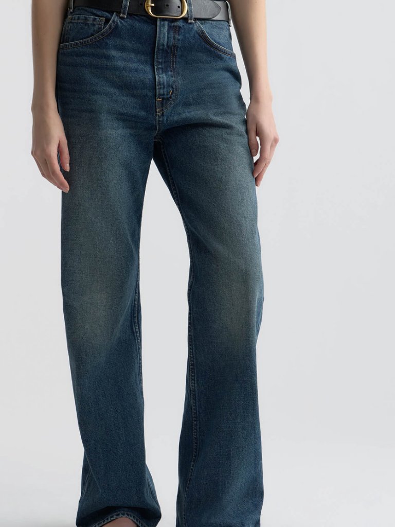 Nili Lotan Mitchell Mid-Rise Non-Stretch Straight Leg Japanese Denim Jeans 26